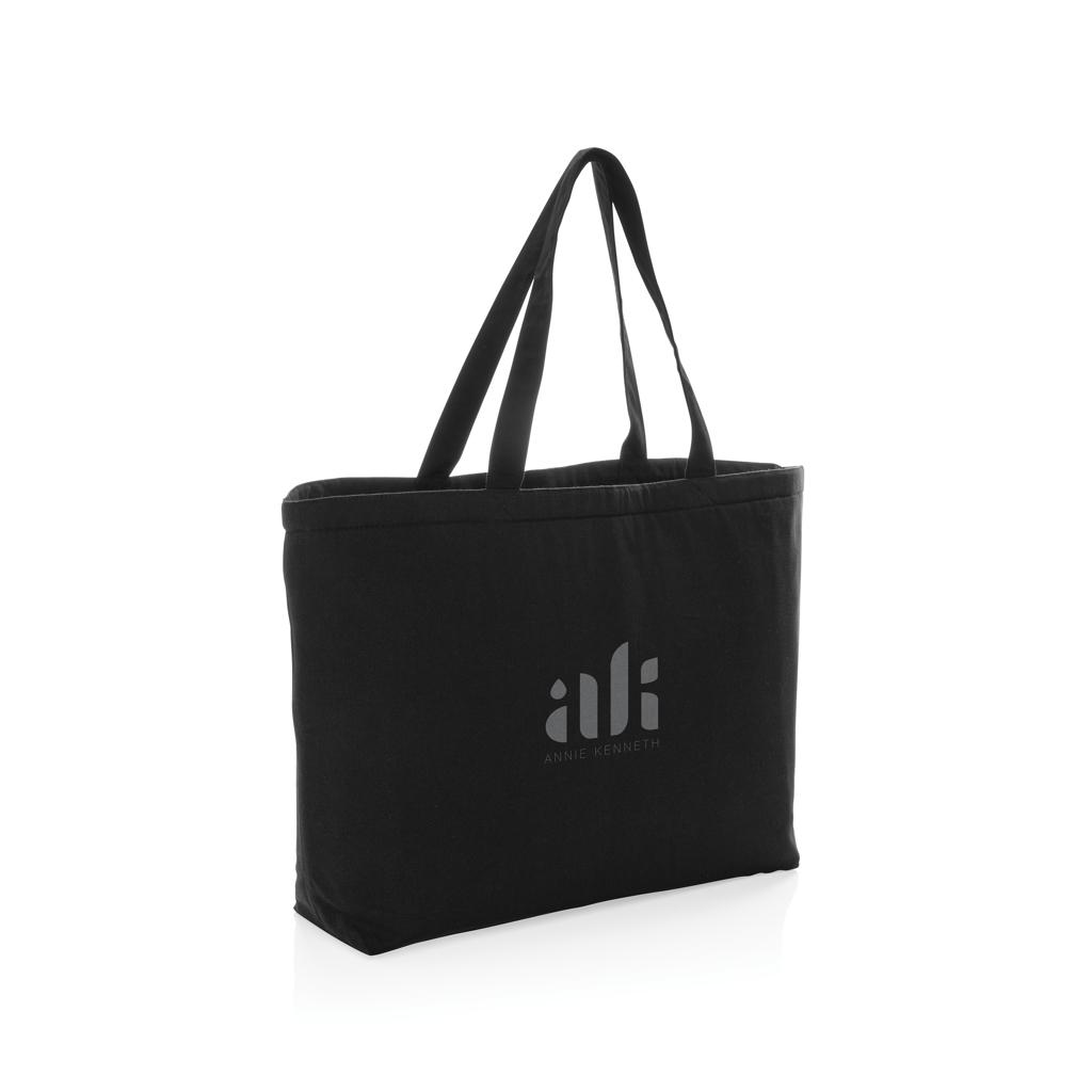 Geantă de răcire mare tip tote din pânză reciclată de 285 gsm, nevopsită Impact Aware™ black