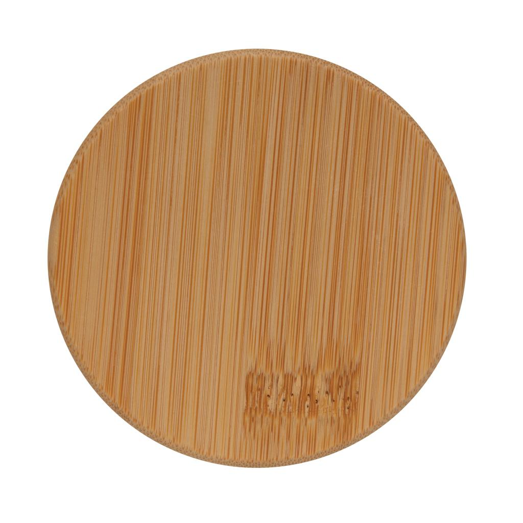 Set de 2 pahare din sticlă borosilicată cu perete dublu și capac din bambus, 350 ml transparent