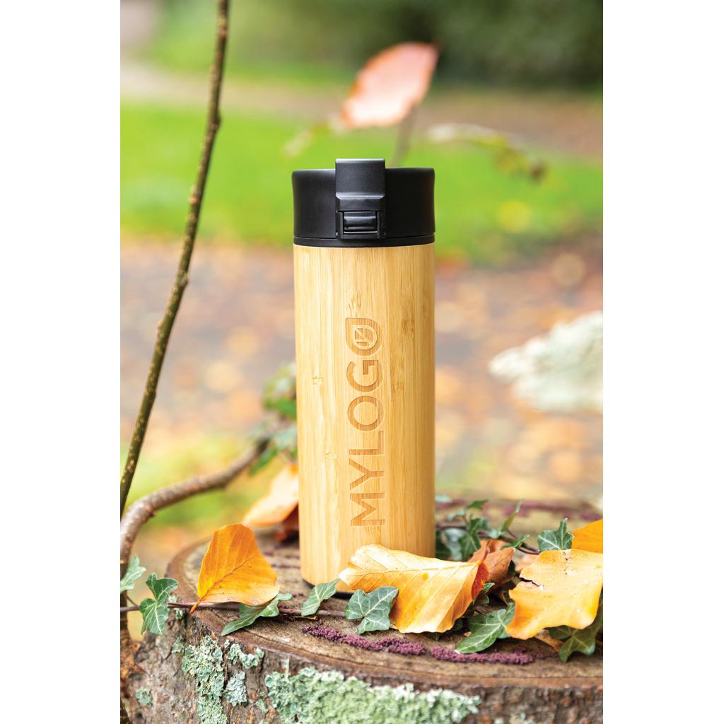 Cană de cafea vacuum cu capac din bambus Bogota brown