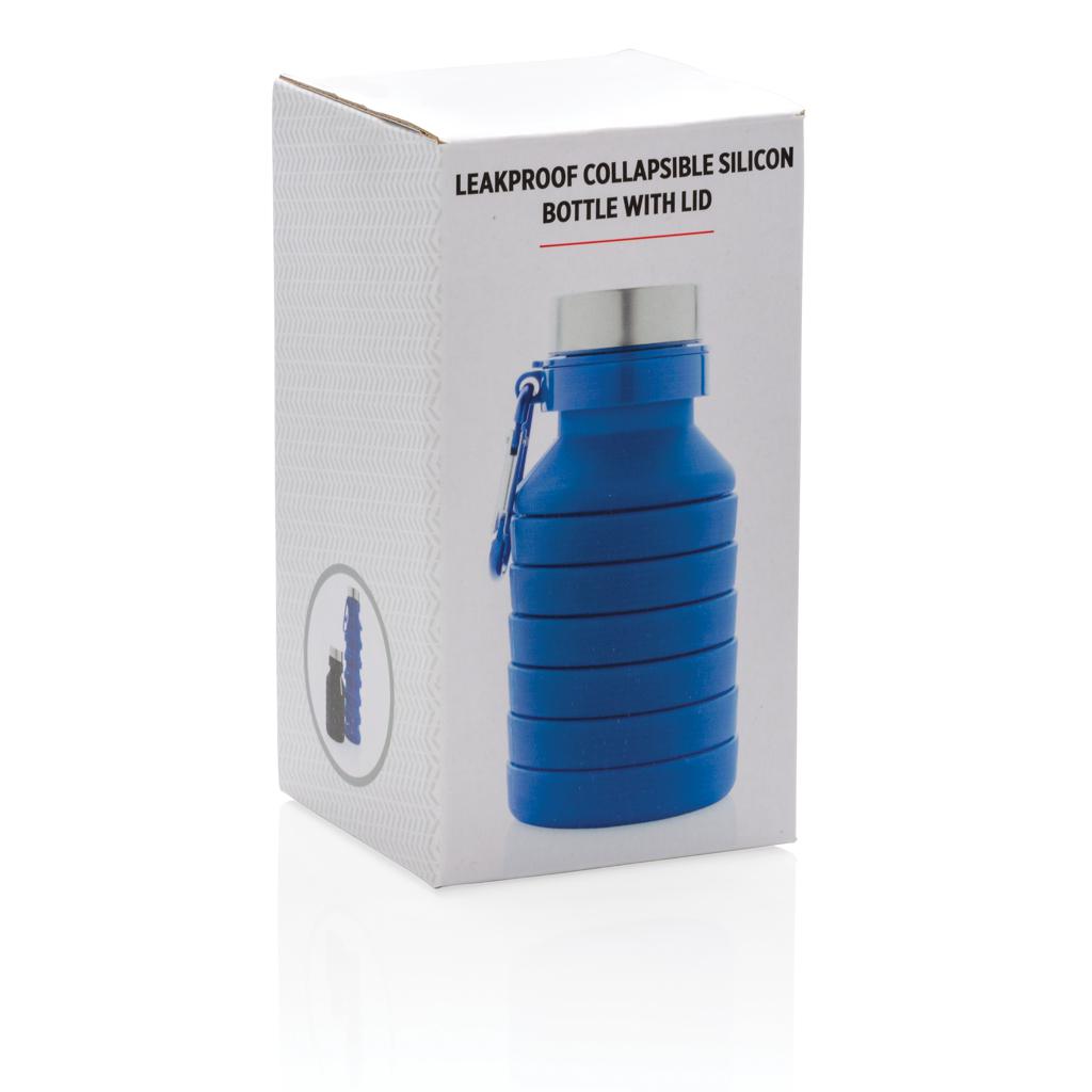 Sticlă pliabilă din silicon, rezistentă la scurgeri, cu capac blue