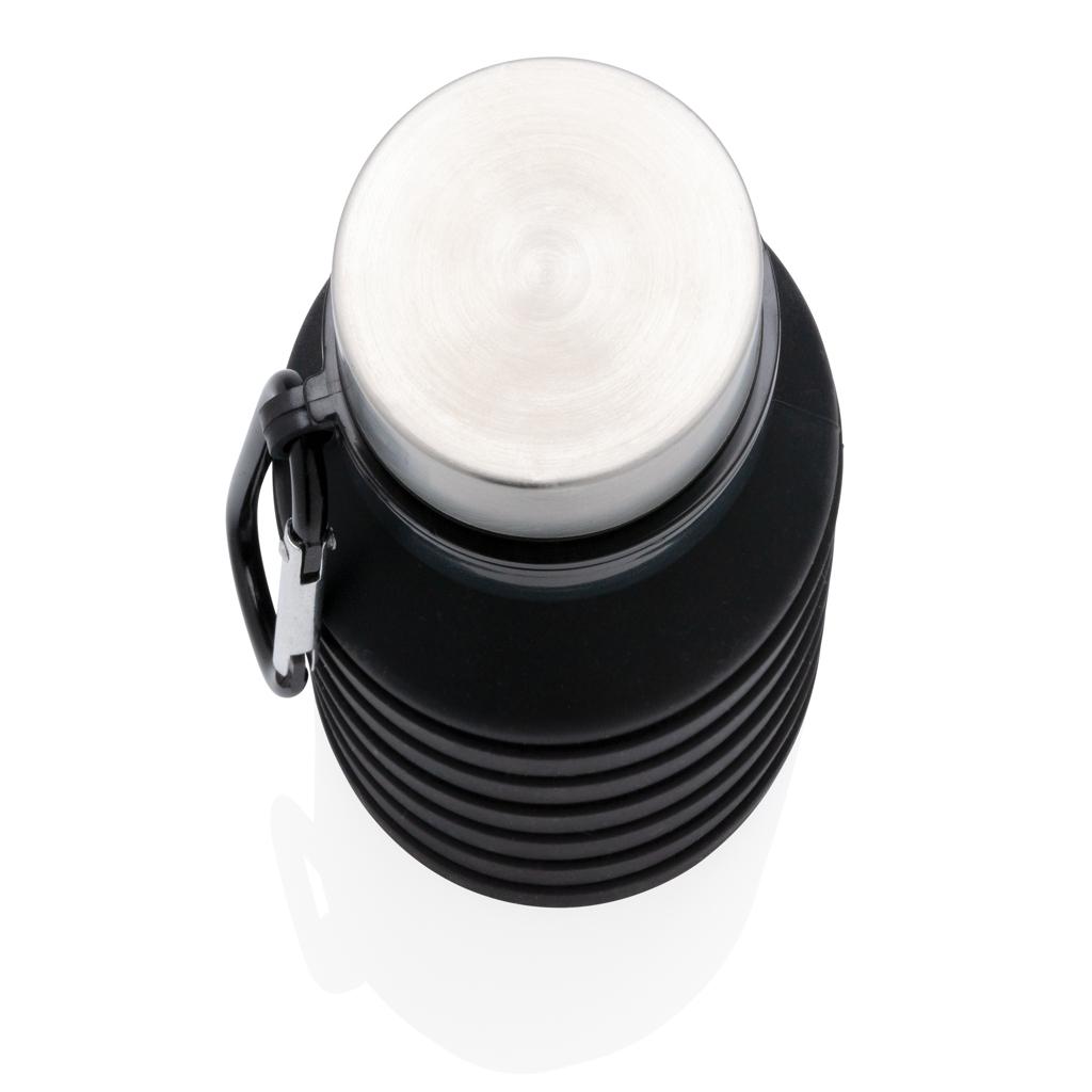 Sticlă pliabilă din silicon, rezistentă la scurgeri, cu capac black