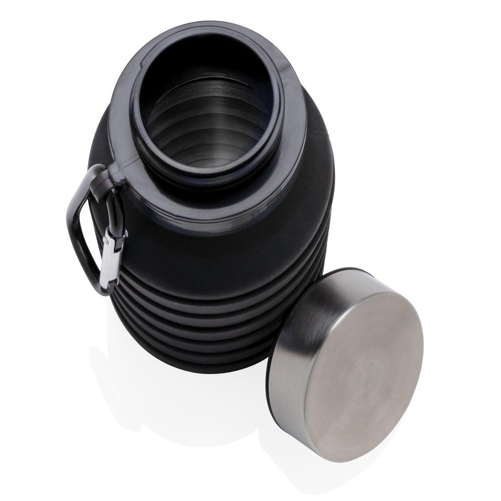 Sticlă pliabilă din silicon, rezistentă la scurgeri, cu capac black