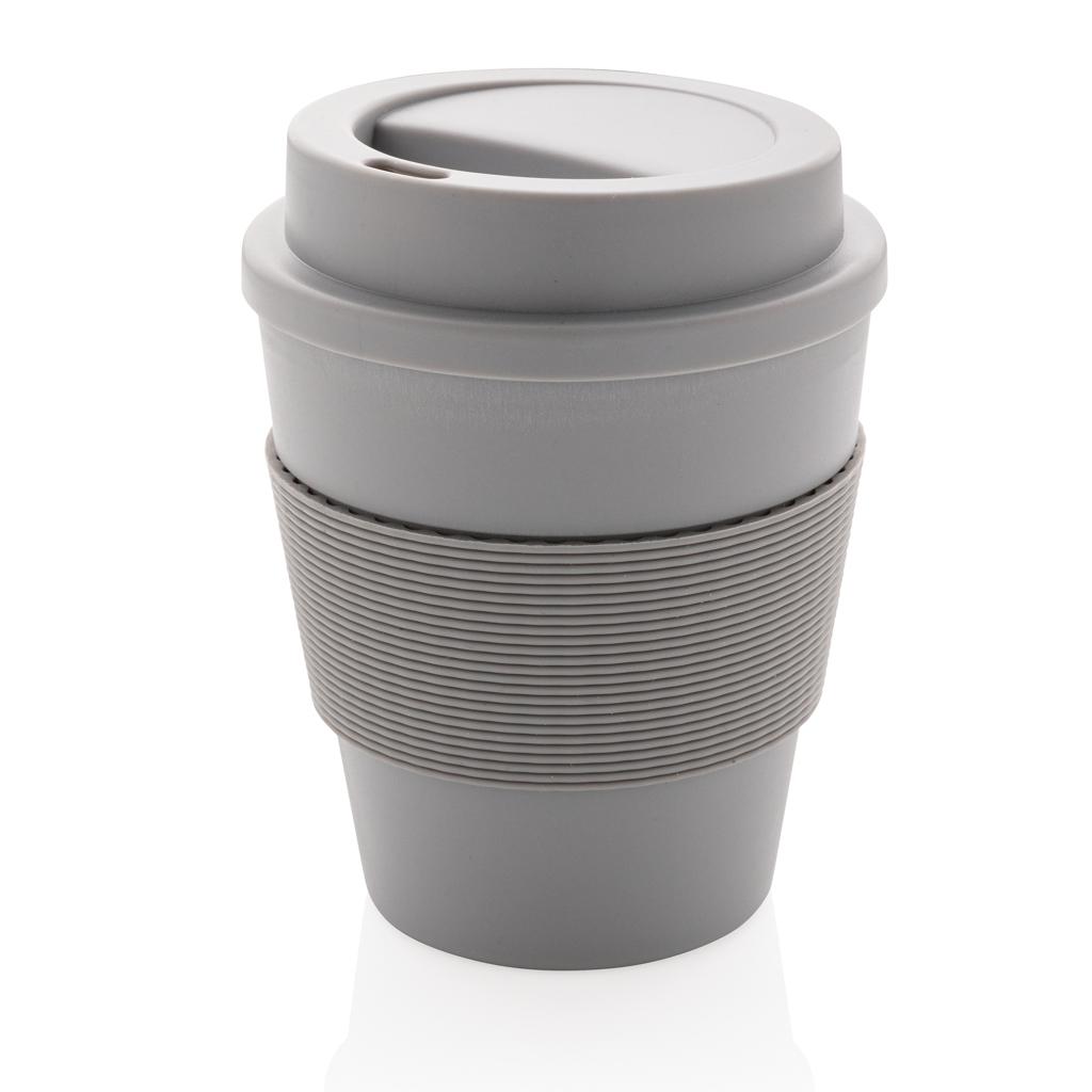 Cană de cafea reutilizabilă cu capac cu filet, 350 ml grey