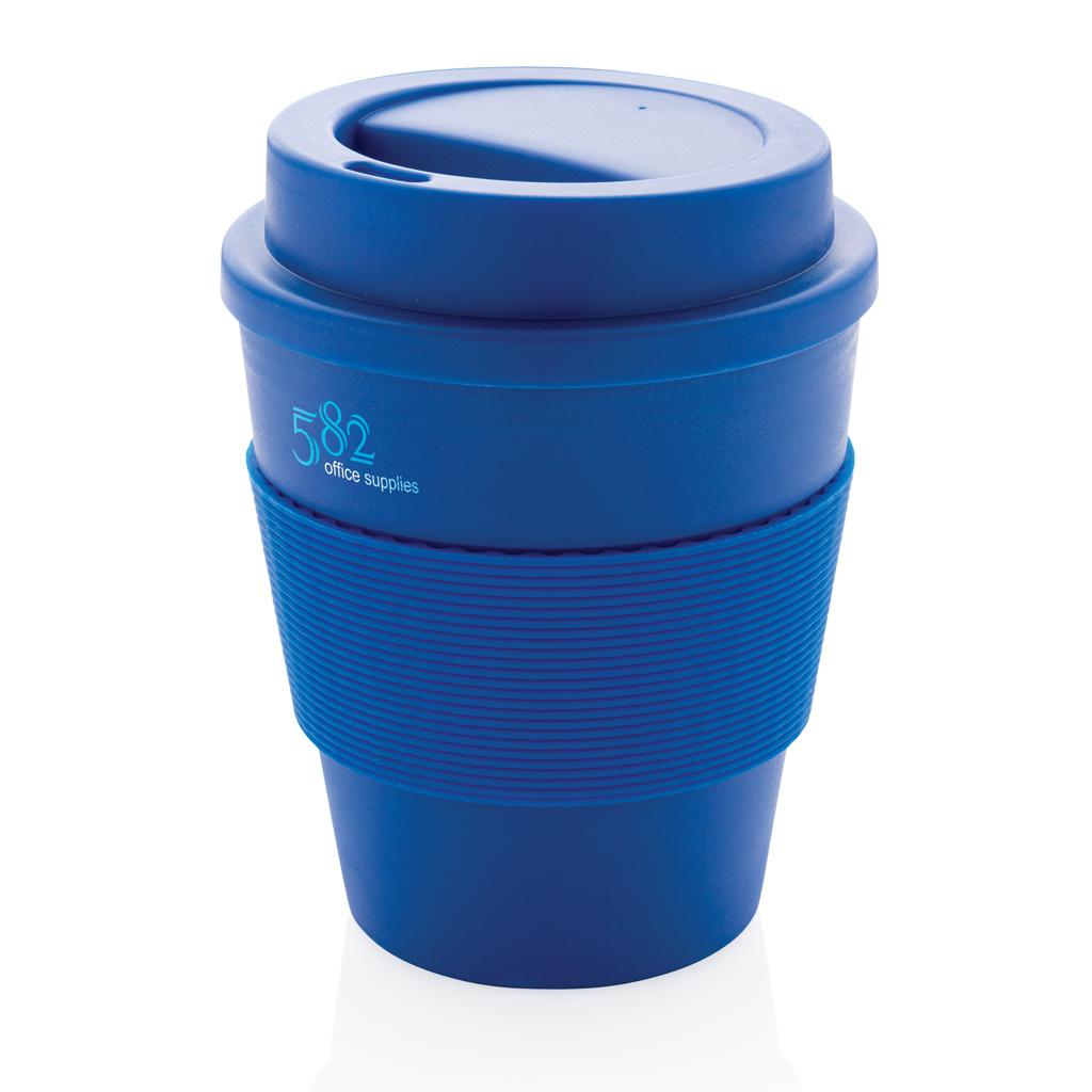Cană de cafea reutilizabilă cu capac cu filet, 350 ml blue