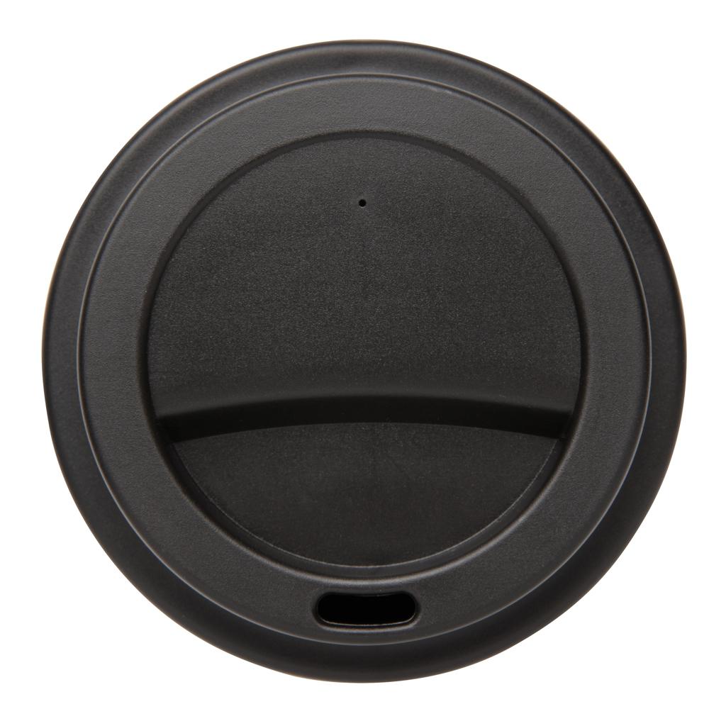 Cană de cafea reutilizabilă cu capac cu filet, 350 ml black