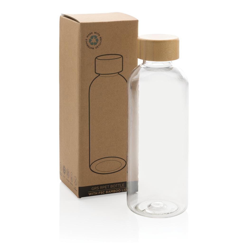 Sticlă din RPET reciclat RCS cu capac din bambus transparent