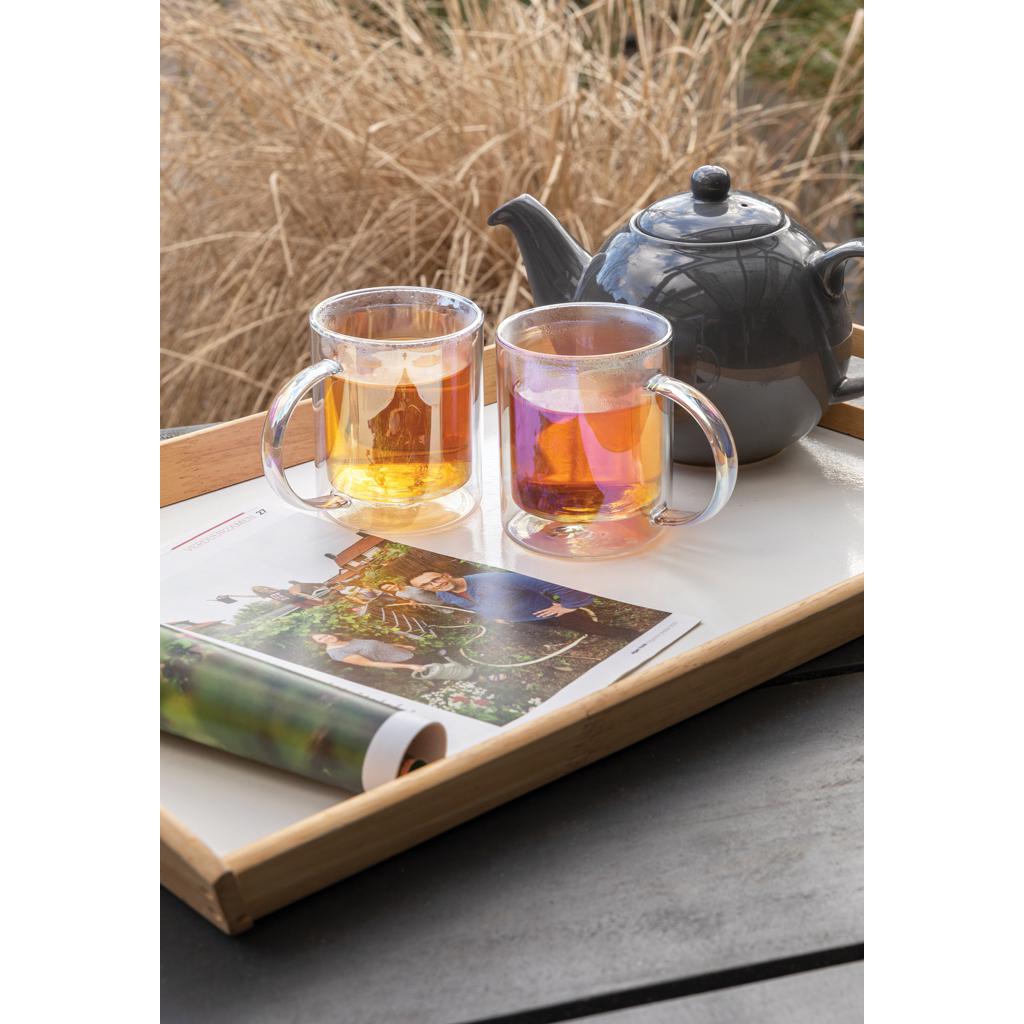 Cană de lux cu pereți dubli din sticlă placată electrochimic transparent