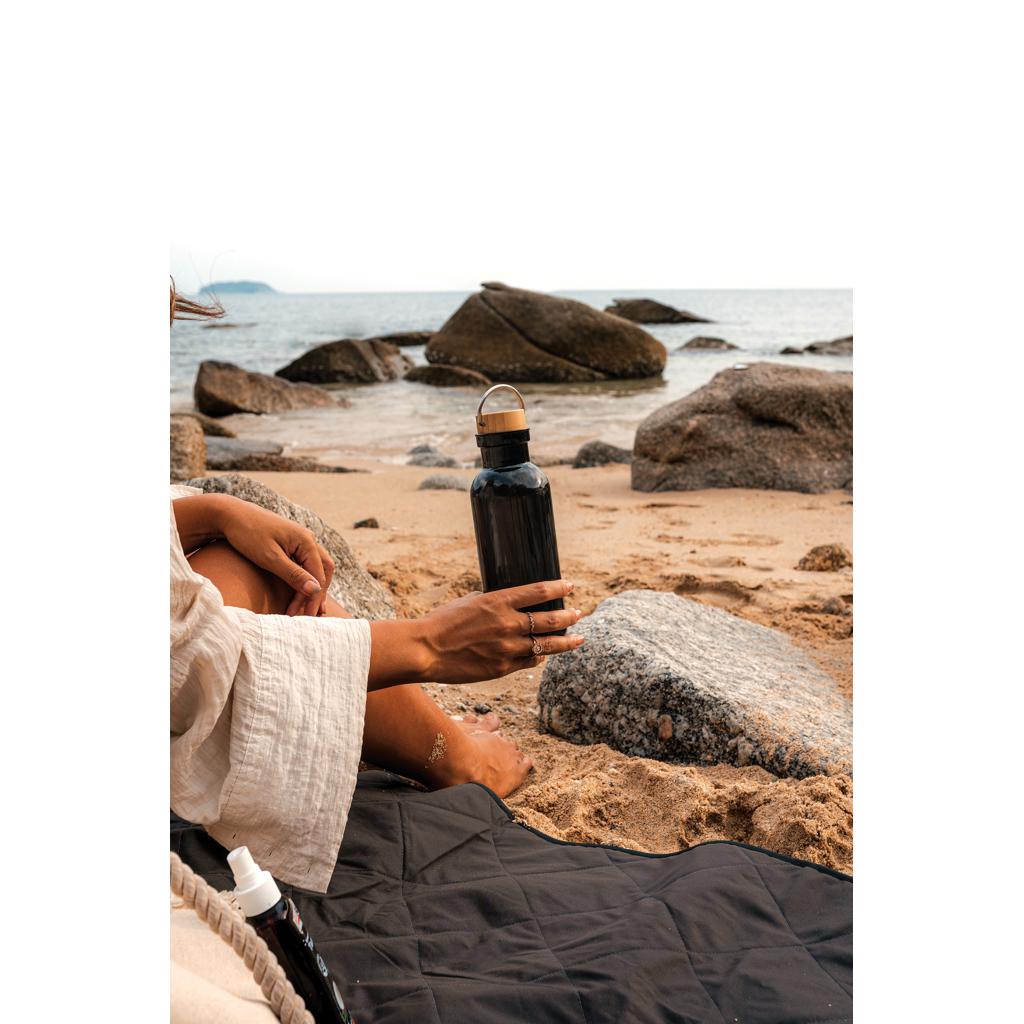 Sticlă din RPET reciclat RCS cu capac din bambus și mâner black