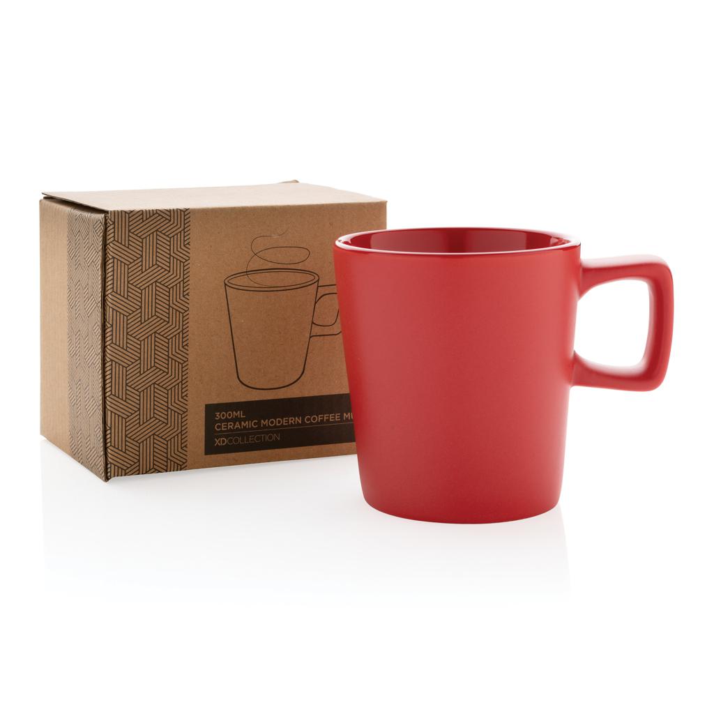 Cană de cafea modernă din ceramică 300ml red