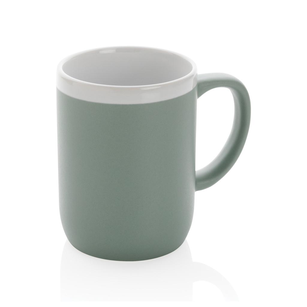 Cană ceramică cu margine albă 300ml green