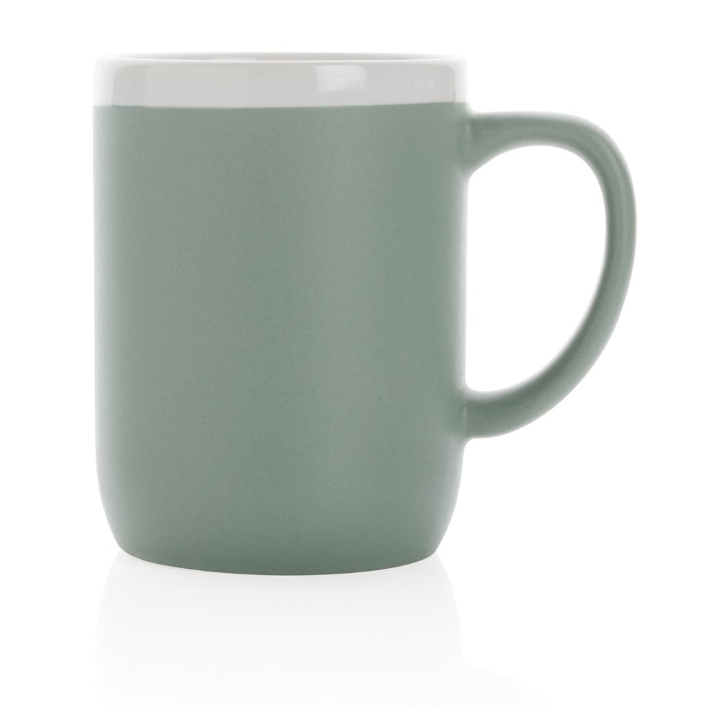 Cană ceramică cu margine albă 300ml green