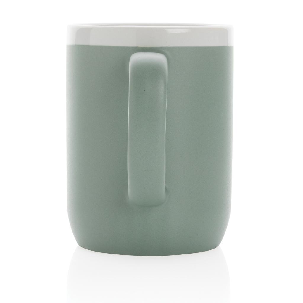 Cană ceramică cu margine albă 300ml green