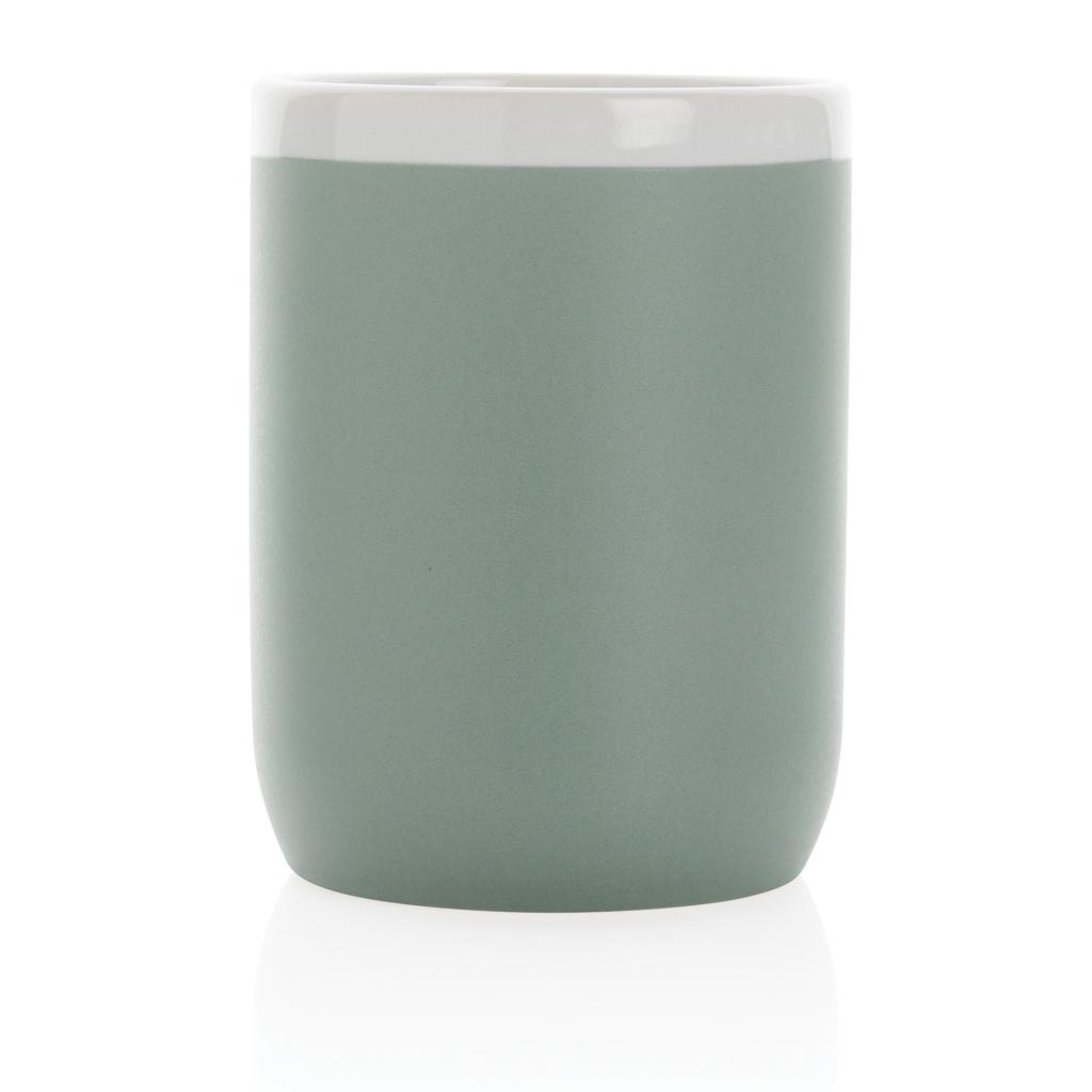 Cană ceramică cu margine albă 300ml green
