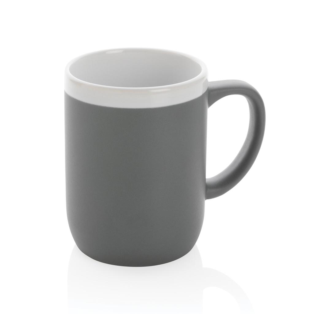Cană ceramică cu margine albă 300ml grey