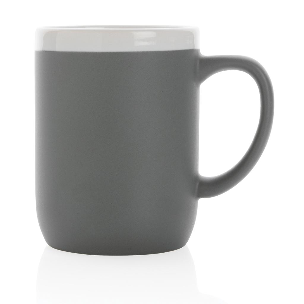 Cană ceramică cu margine albă 300ml grey