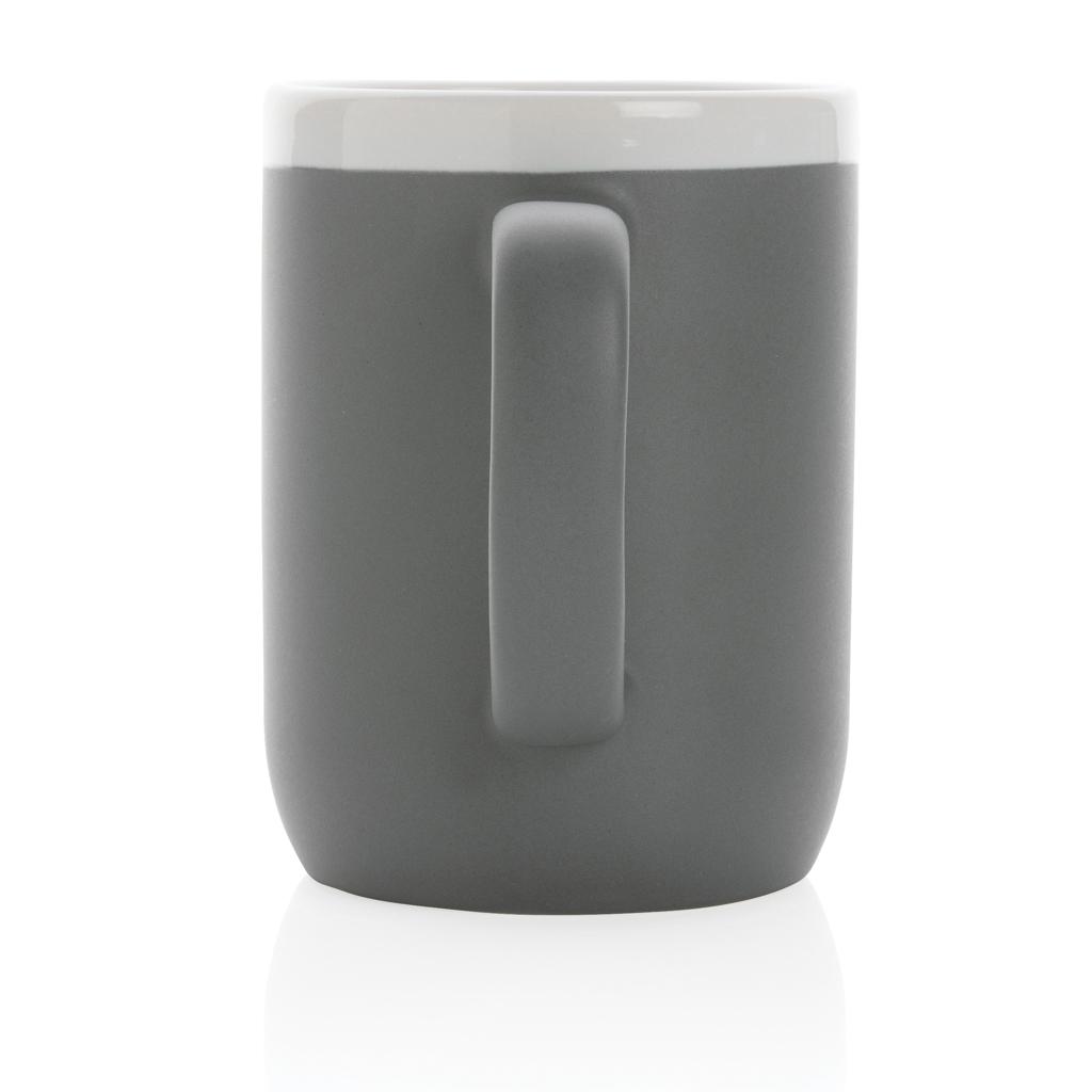Cană ceramică cu margine albă 300ml grey