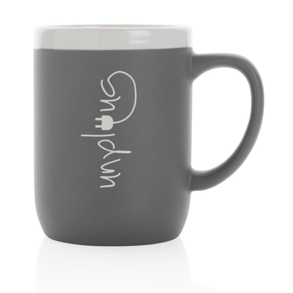 Cană ceramică cu margine albă 300ml grey