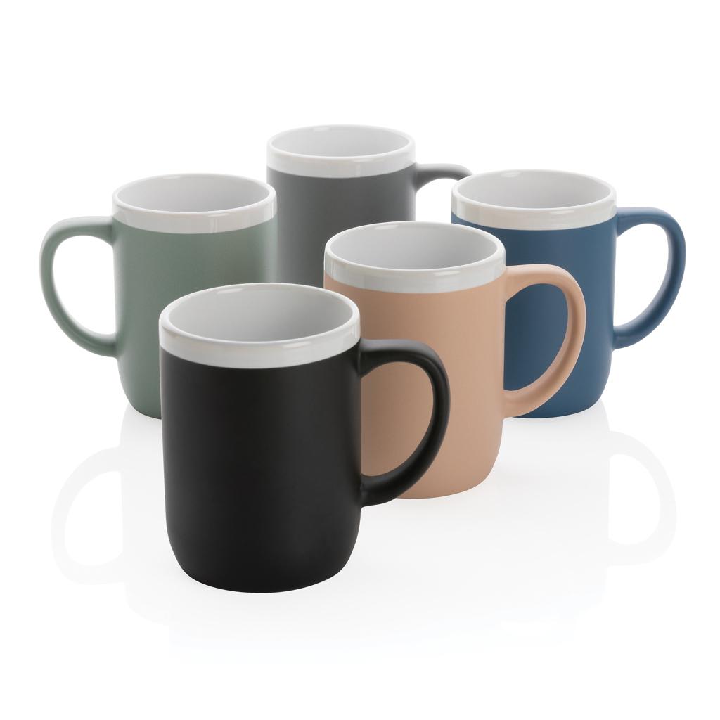 Cană ceramică cu margine albă 300ml grey