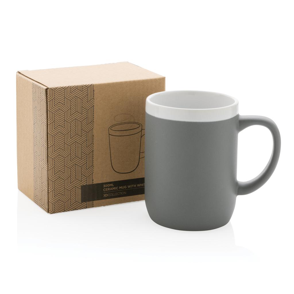Cană ceramică cu margine albă 300ml grey