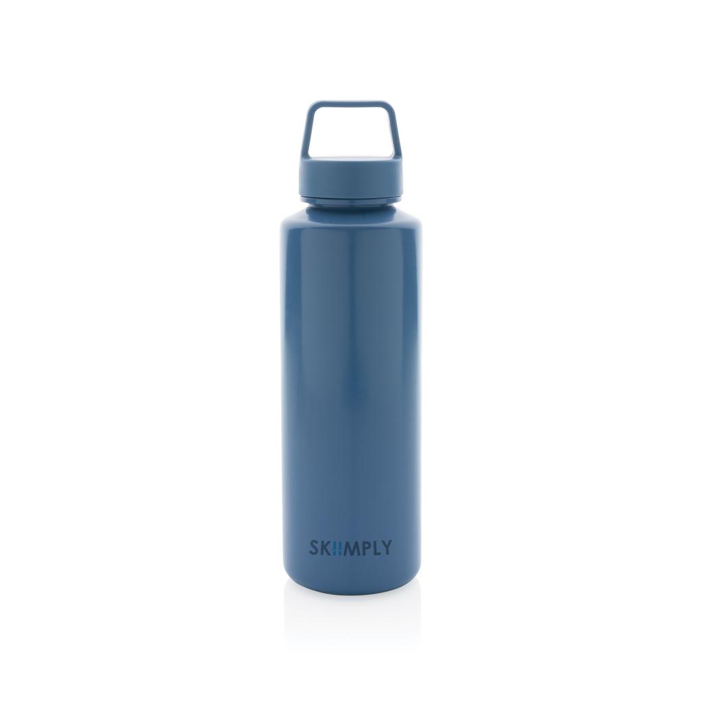 Sticlă de apă din PP reciclat, certificată RCS, cu mâner blue