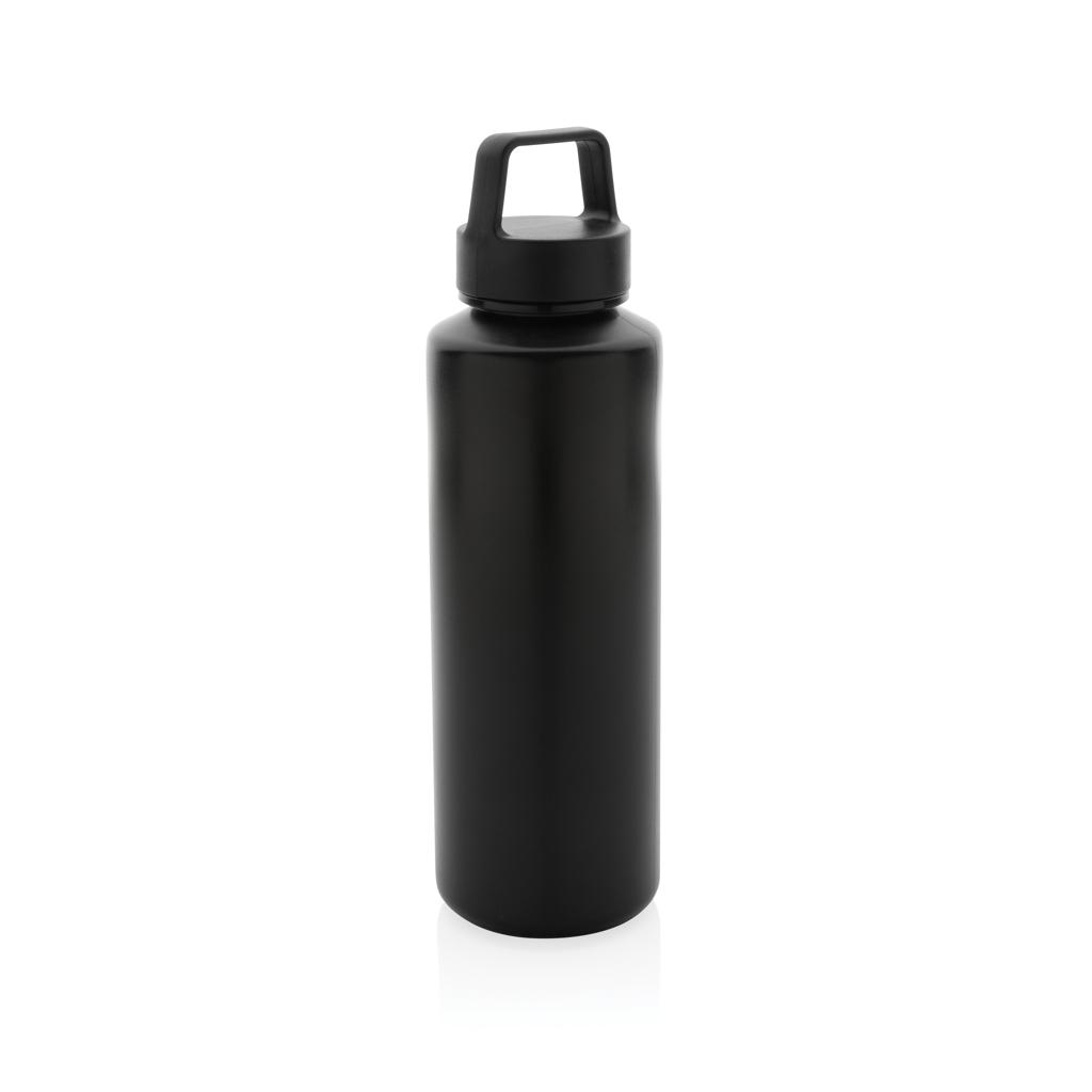 Sticlă de apă din PP reciclat, certificată RCS, cu mâner black