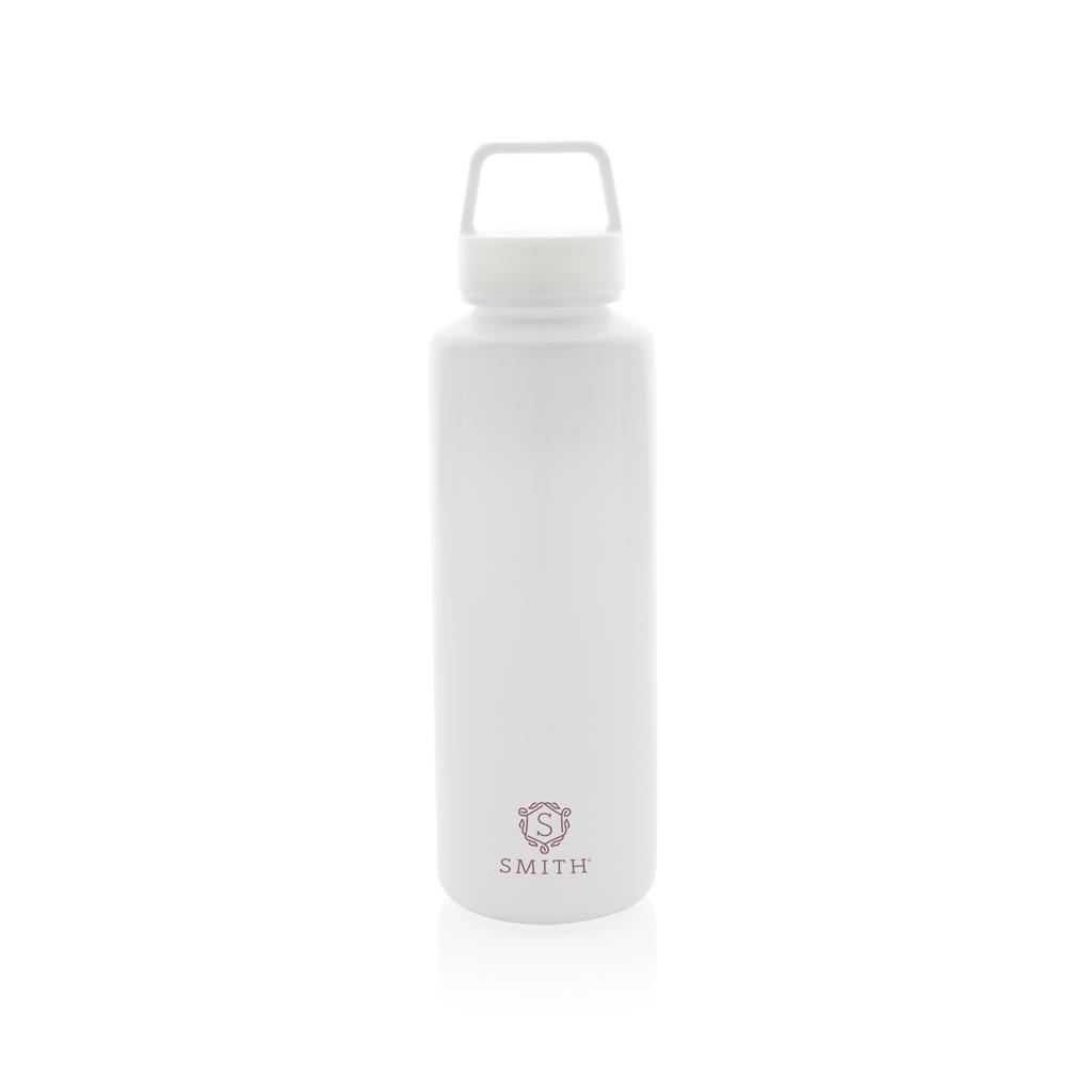 Sticlă de apă din PP reciclat, certificată RCS, cu mâner transparent