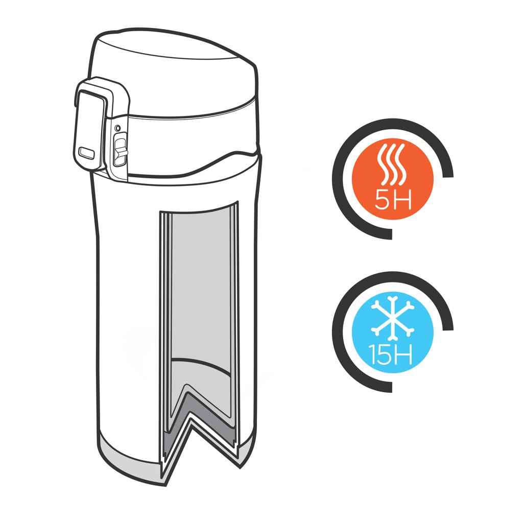 Cană termoizolantă din oțel inoxidabil reciclat RCS, cu sistem de închidere ușoară red