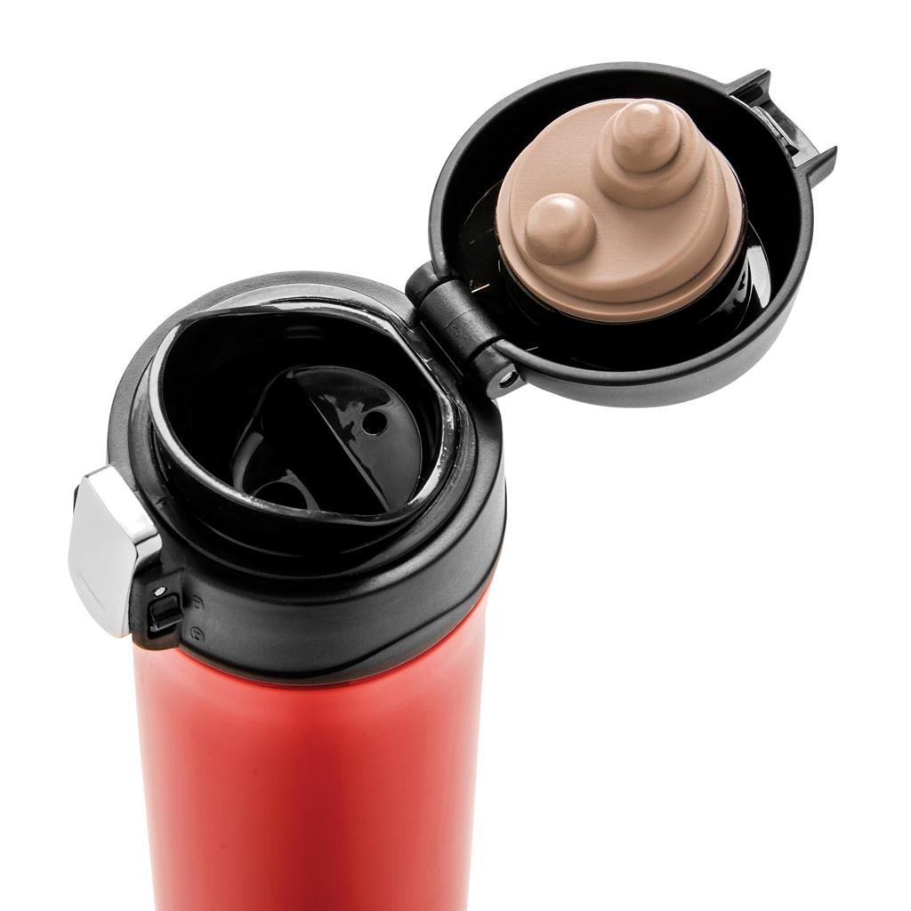 Cană termoizolantă din oțel inoxidabil reciclat RCS, cu sistem de închidere ușoară red