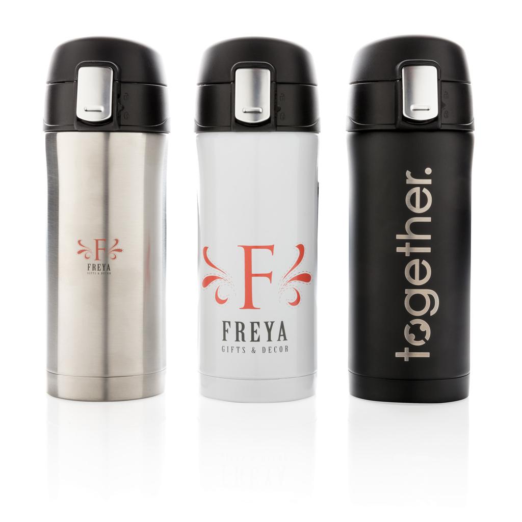 Cană termoizolantă din oțel inoxidabil reciclat RCS, cu sistem de închidere ușoară silver