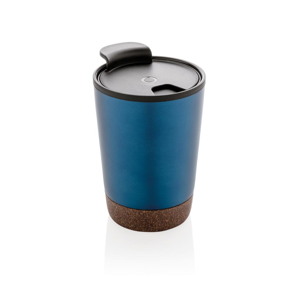Cană de cafea din oțel inoxidabil cu bază din plută, din RPP reciclat GRS blue