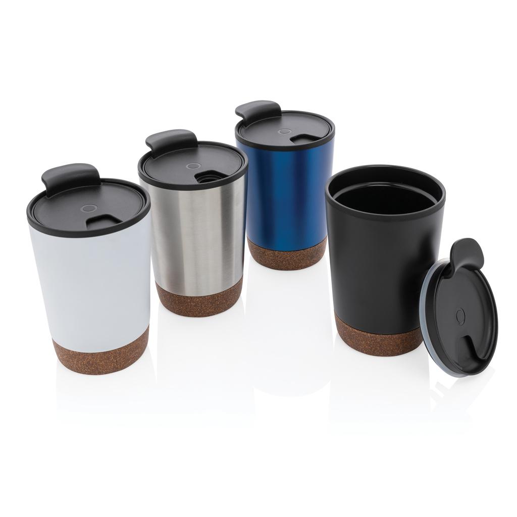 Cană de cafea din oțel inoxidabil cu bază din plută, din RPP reciclat GRS blue