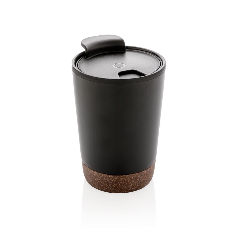 Cană de cafea din oțel inoxidabil cu bază din plută, din RPP reciclat GRS black