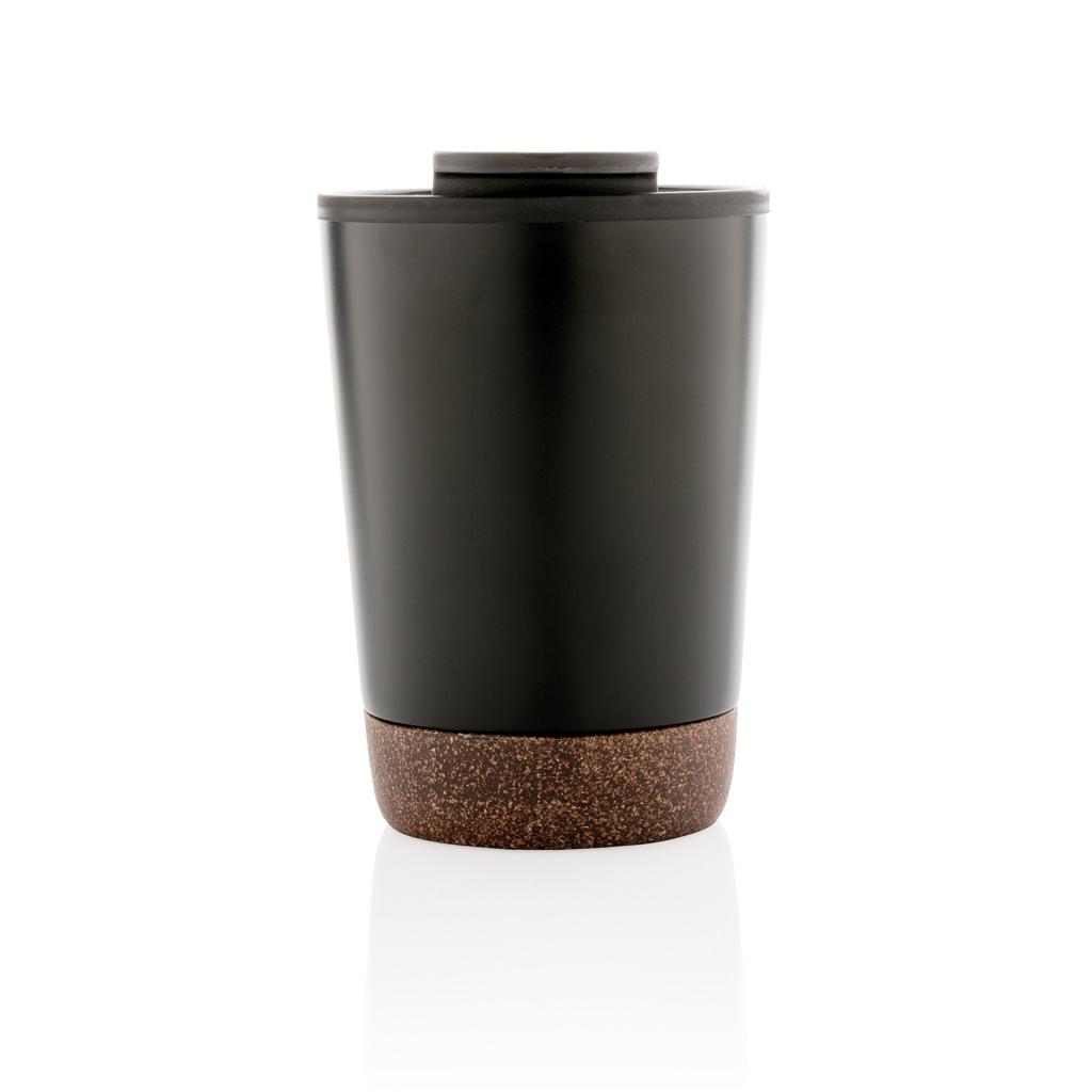 Cană de cafea din oțel inoxidabil cu bază din plută, din RPP reciclat GRS black