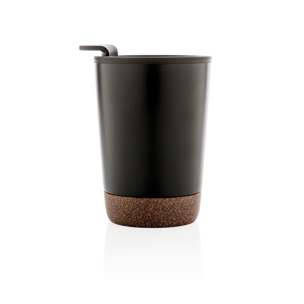 Cană de cafea din oțel inoxidabil cu bază din plută, din RPP reciclat GRS black