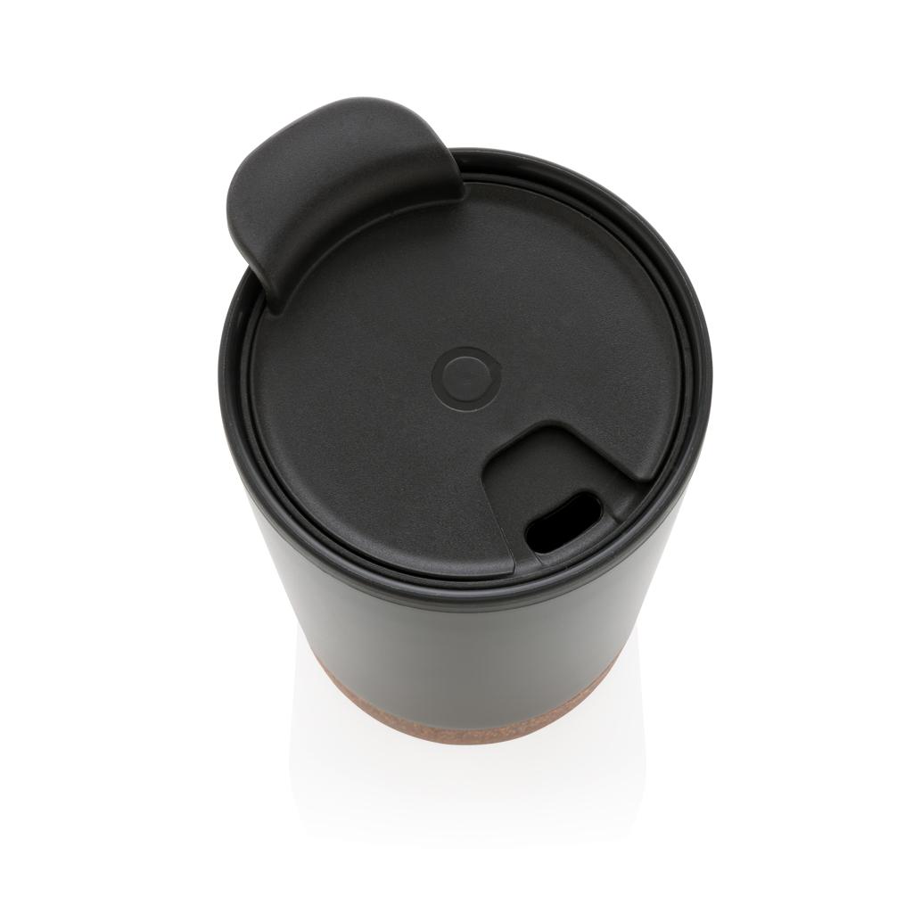 Cană de cafea din oțel inoxidabil cu bază din plută, din RPP reciclat GRS black
