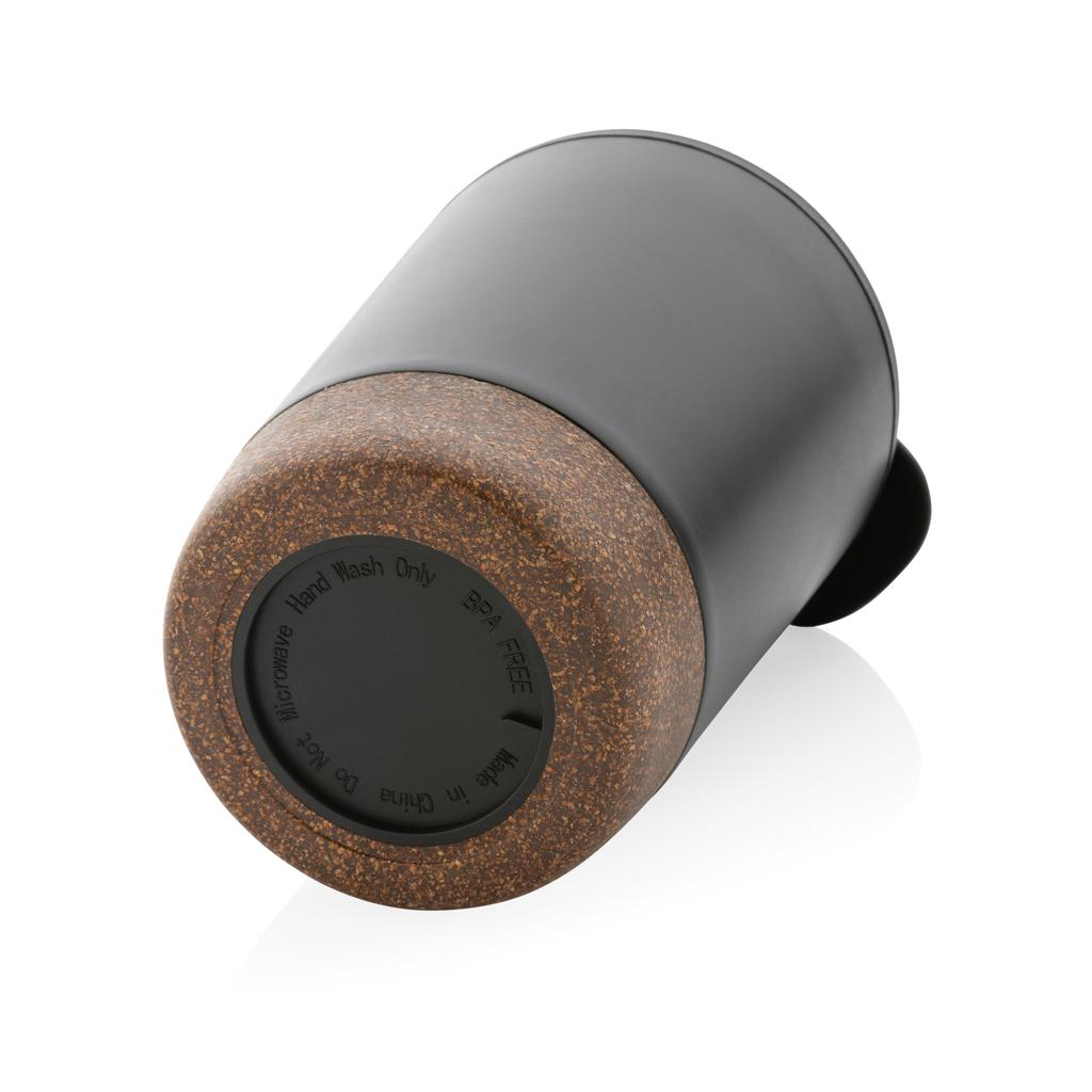 Cană de cafea din oțel inoxidabil cu bază din plută, din RPP reciclat GRS black