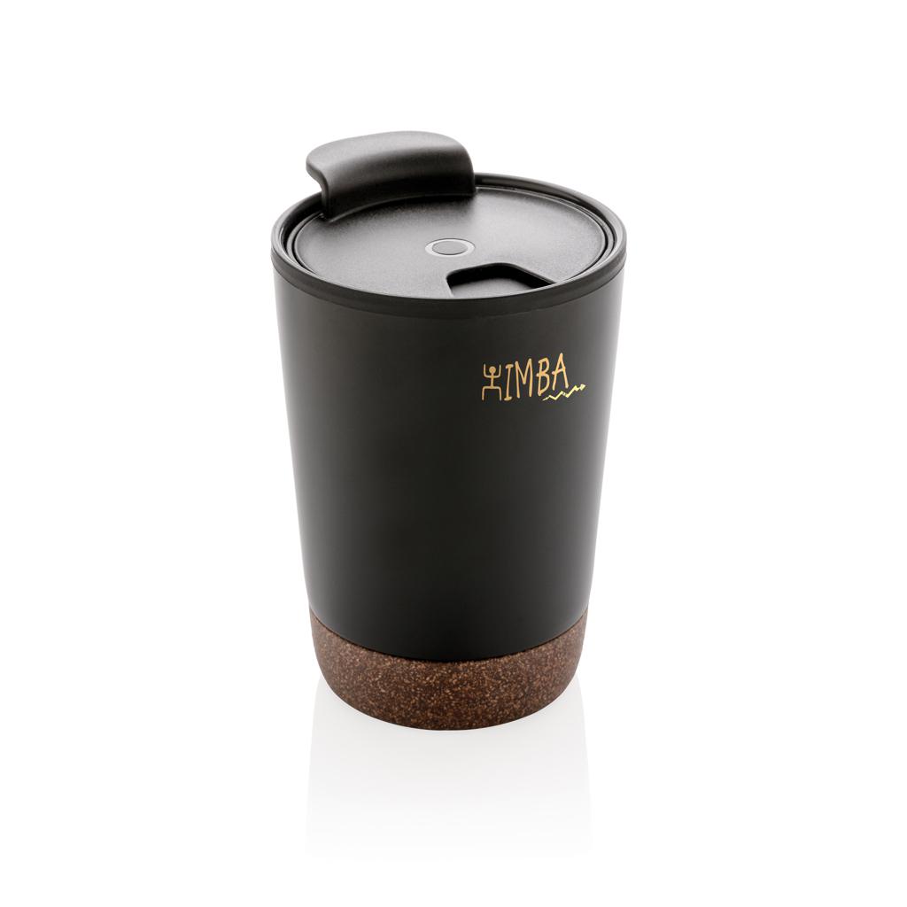 Cană de cafea din oțel inoxidabil cu bază din plută, din RPP reciclat GRS black