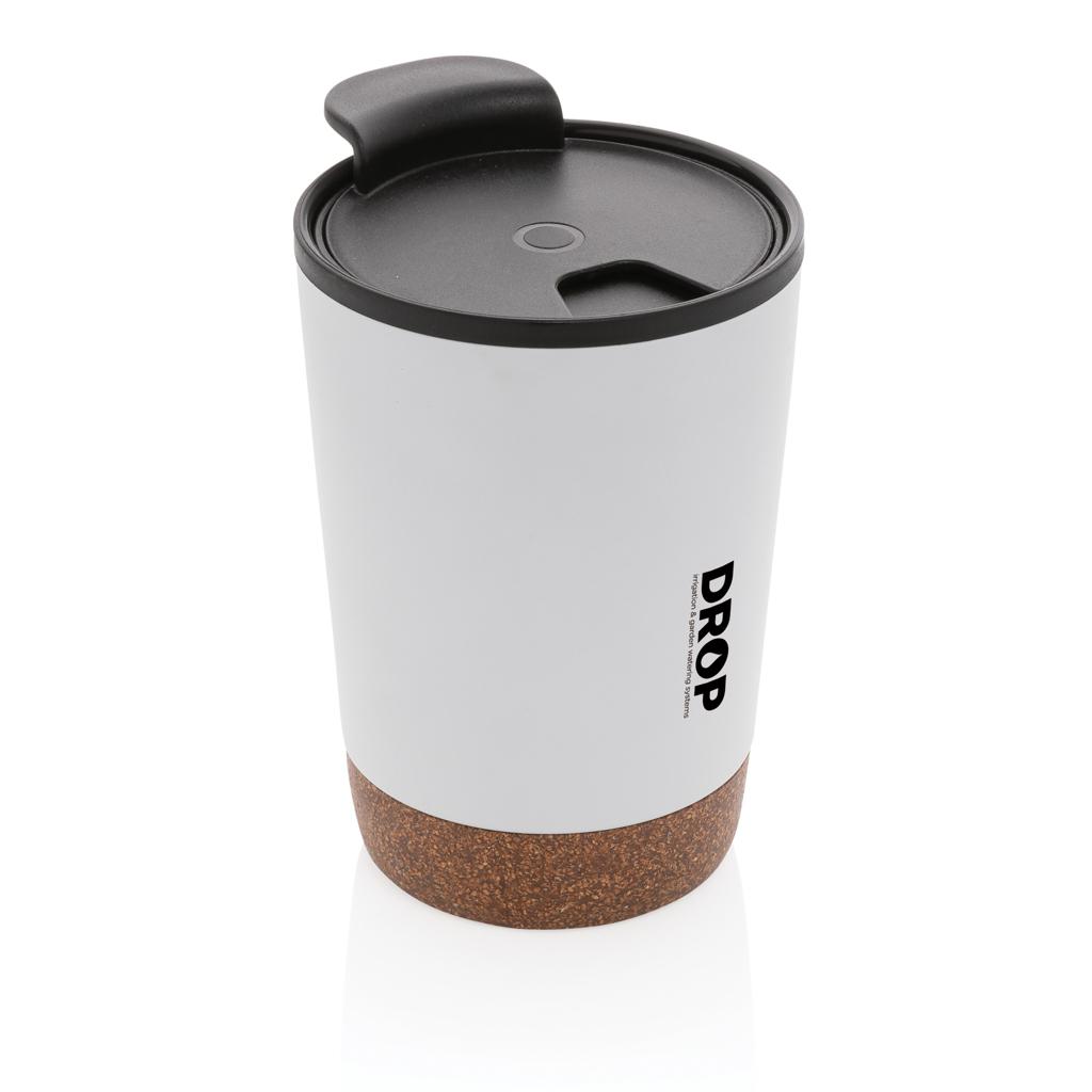 Cană de cafea din oțel inoxidabil cu bază din plută, din RPP reciclat GRS transparent