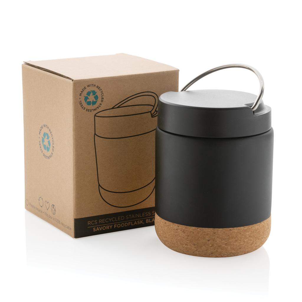 Termos alimentar din oțel inoxidabil reciclat, certificat RCS Savory  black
