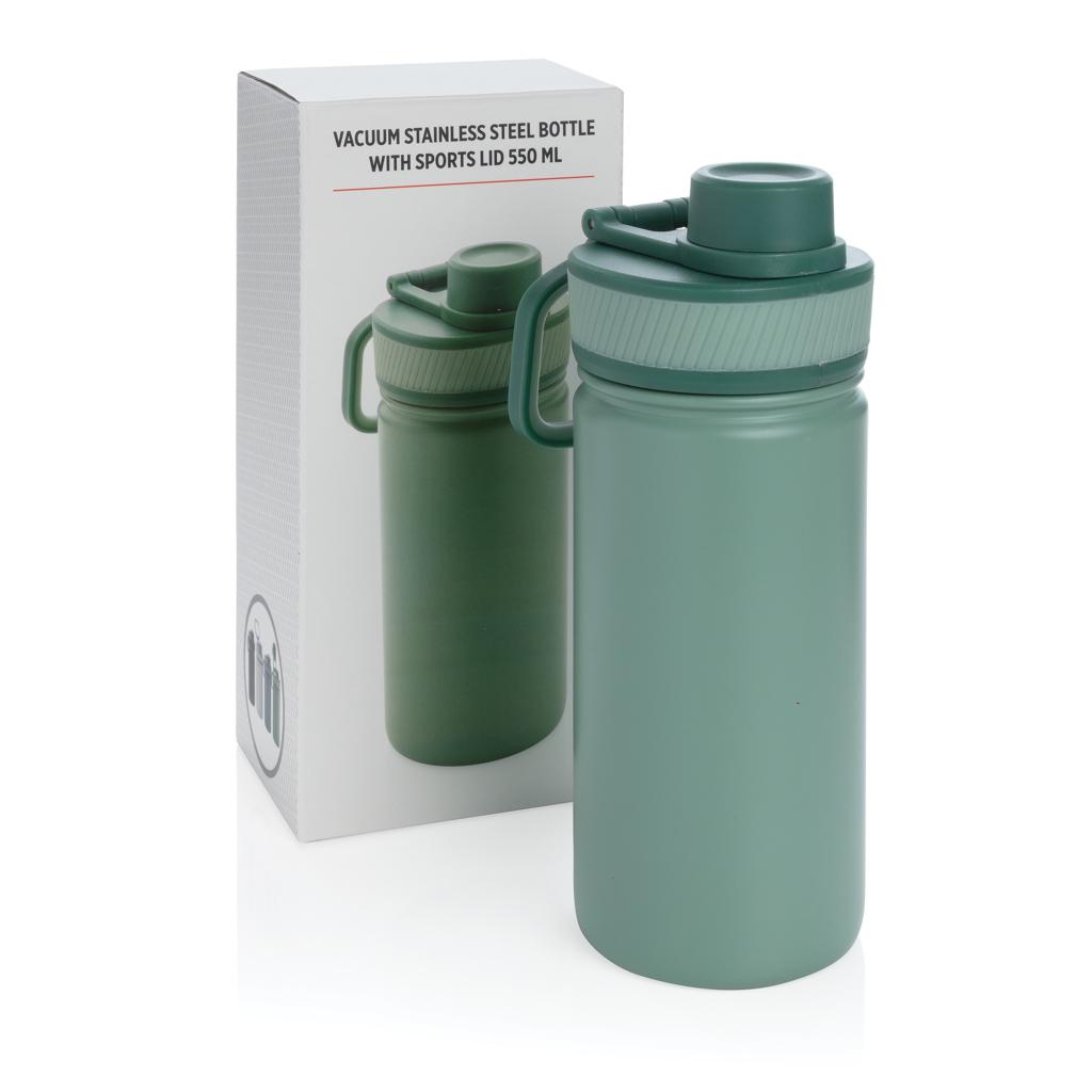 Sticlă termoizolantă din oțel inoxidabil cu capac sport, 550ml green