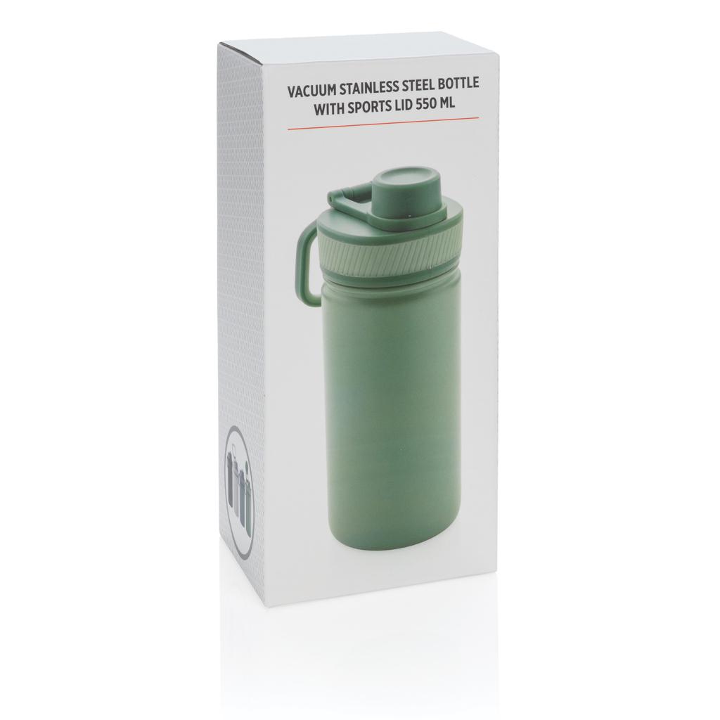 Sticlă termoizolantă din oțel inoxidabil cu capac sport, 550ml green