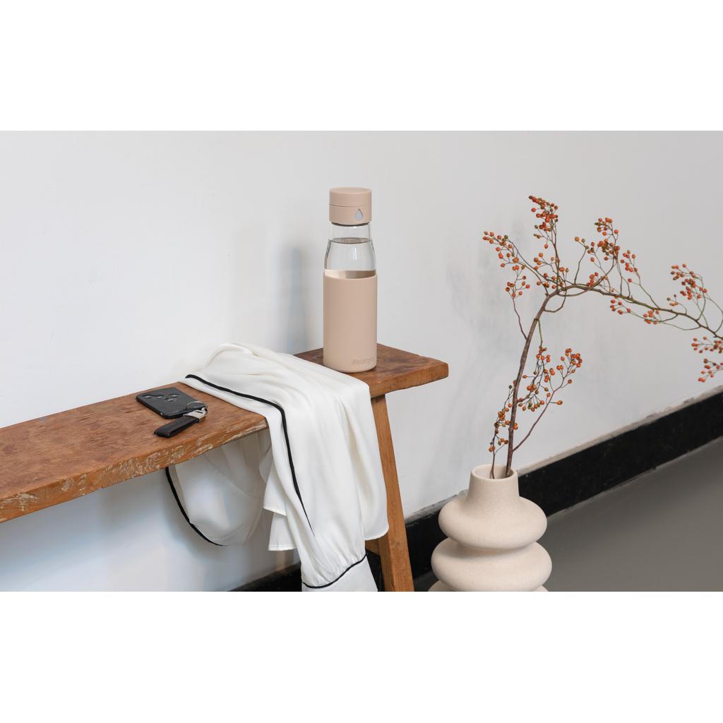 Sticlă din sticlă pentru monitorizarea hidratării, cu husă Ukiyo brown