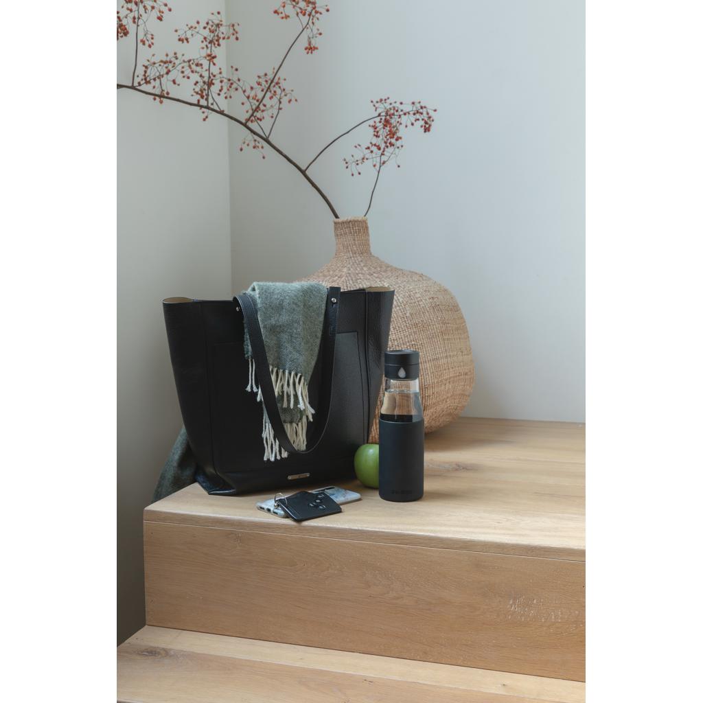 Sticlă din sticlă pentru monitorizarea hidratării, cu husă Ukiyo black