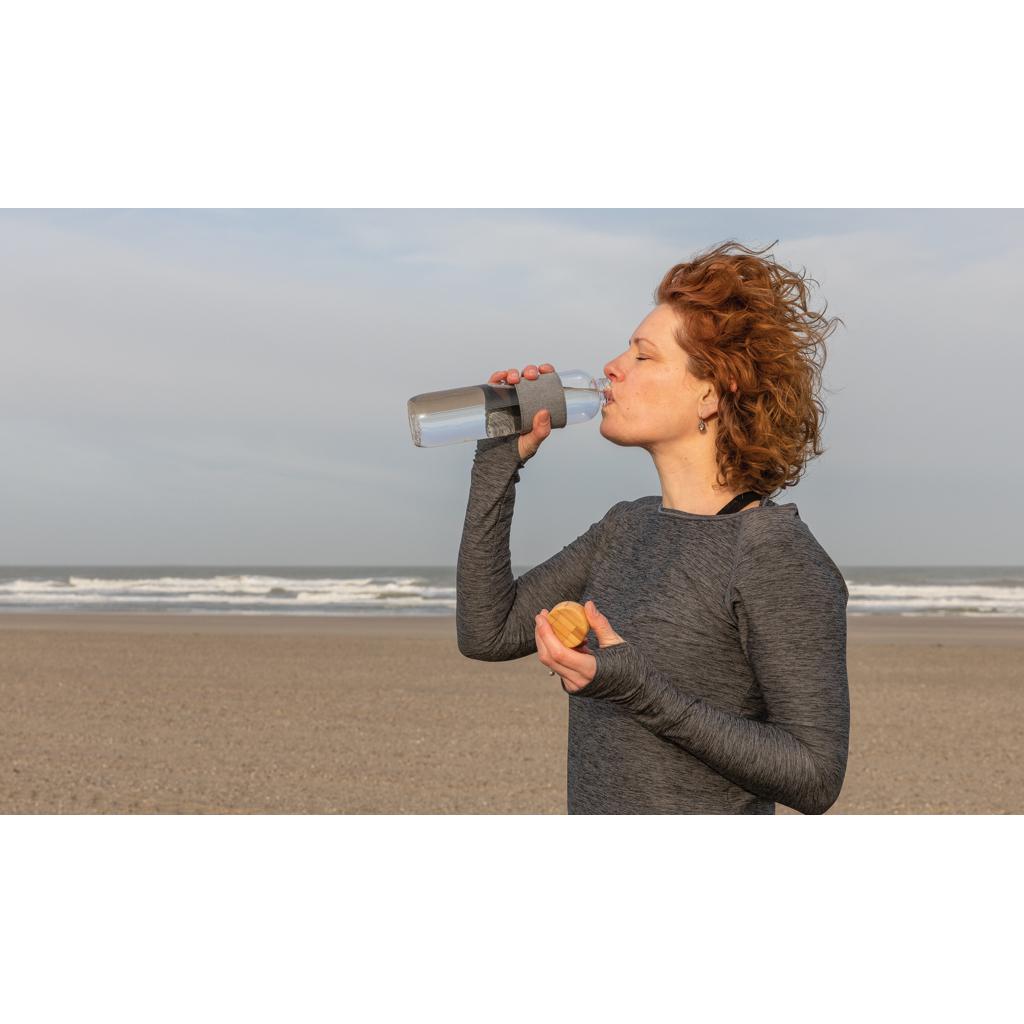 Sticlă din sticlă borosilicată cu capac din bambus Impact transparent