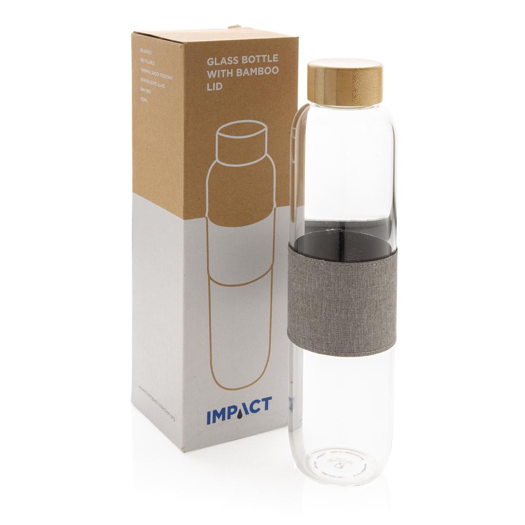 Sticlă din sticlă borosilicată cu capac din bambus Impact transparent