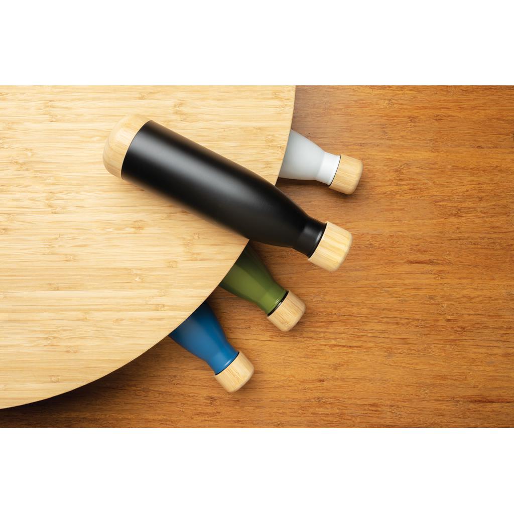 Sticlă termoizolantă din oțel inoxidabil cu capac și bază din bambus black