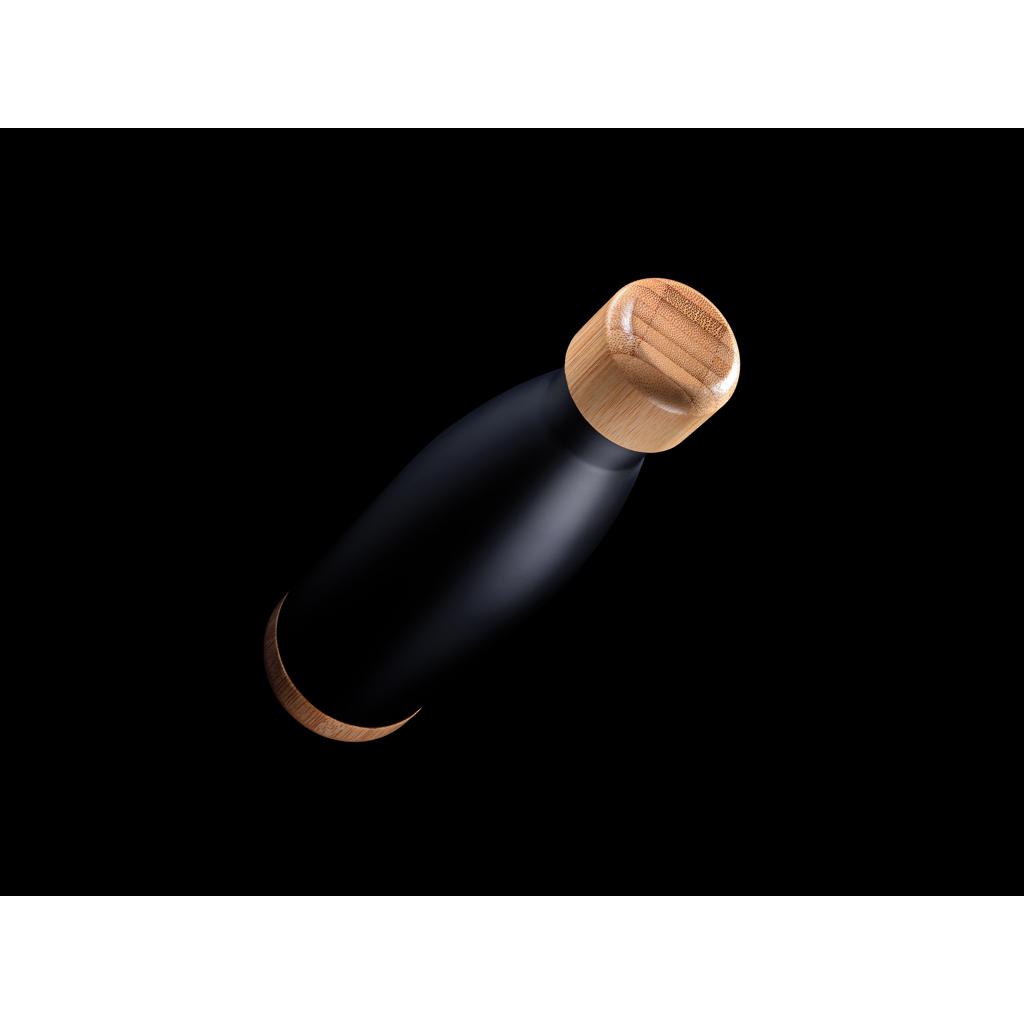 Sticlă termoizolantă din oțel inoxidabil cu capac și bază din bambus black