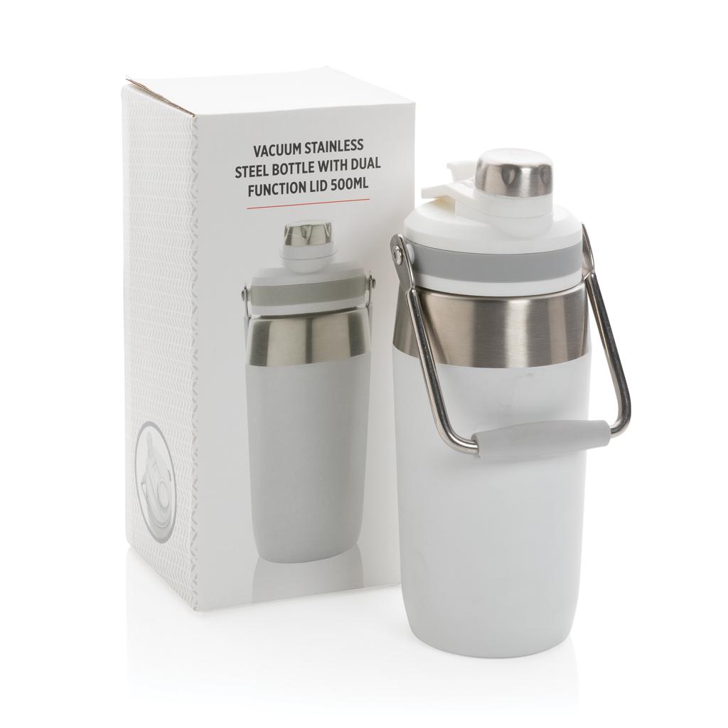 Sticlă termoizolantă din oțel inoxidabil cu capac cu funcție dublă 500ml transparent