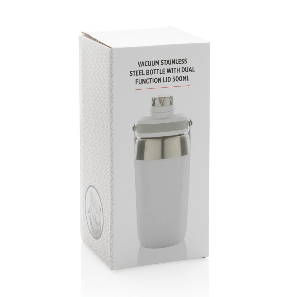 Sticlă termoizolantă din oțel inoxidabil cu capac cu funcție dublă 500ml transparent