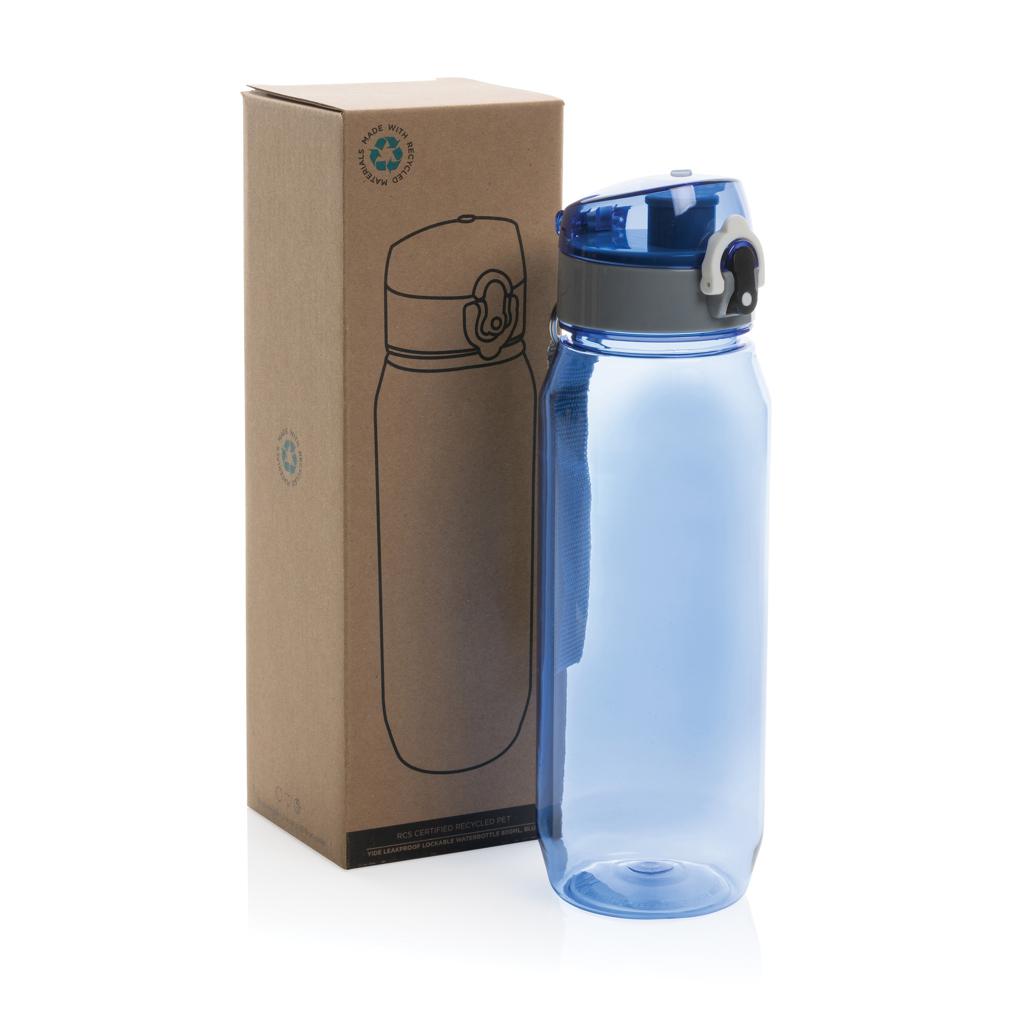 Sticlă de apă etanșă și blocabilă din PET reciclat RCS, 800ml Yide  blue
